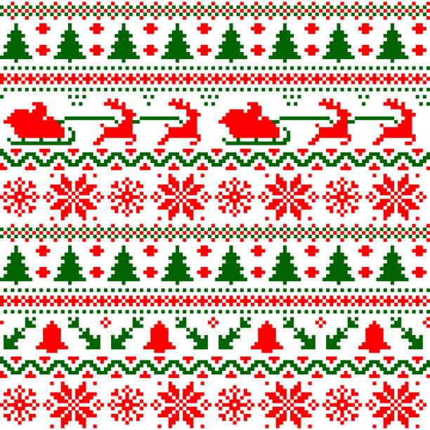 weihnachtspullover nahtloser musterhintergrund - weihnachtspullover stock-grafiken, -clipart, -cartoons und -symbole