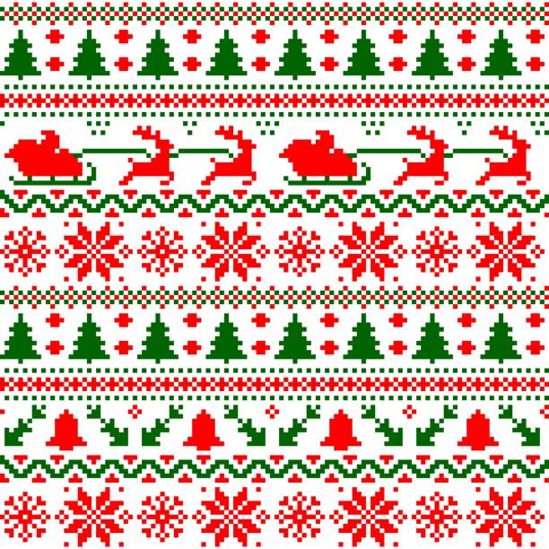 ilustrações de stock, clip art, desenhos animados e ícones de christmas sweater seamless pattern background - christmas pattern
