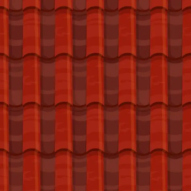 Vector illustration of Red roof tile seamless background pattern, rooftop