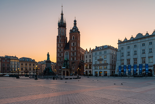Rynek Główny in Krakow at blue hour