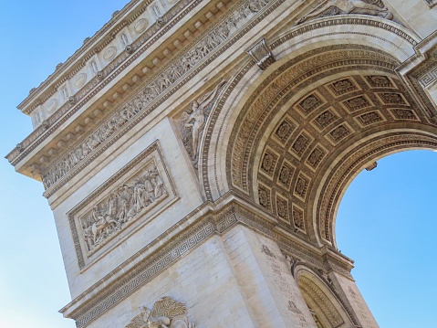 The Triumphal Arch of the Star, Arc de Triomphe in Paris, France.