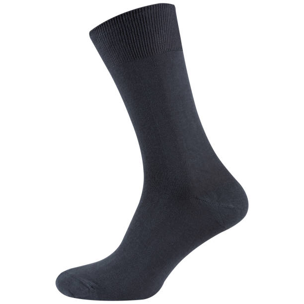 istock dark gray long men's sock, with a wide elastic band, on a white background 1438582249