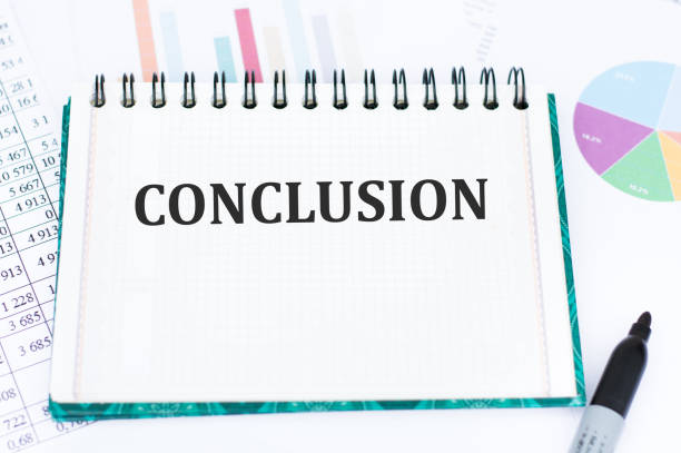 istock Conclusion text on a paper with chart, business concept 1438583740