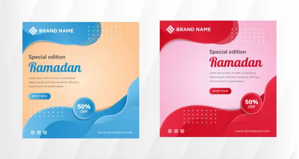 Vector illustration of Ramadan fashion sales theme square banner templates that you can edit