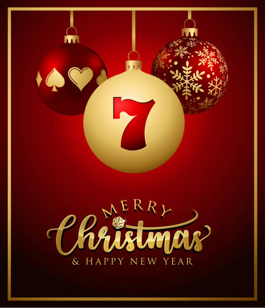 Casino Christmas Balls - Greeting Card - Merry Christmas and Happy New Year - Poker Slot Gambling Casino Christmas Balls - Greeting Card - Merry Christmas and Happy New Year - Poker Slot Gambling christmas casino stock illustrations