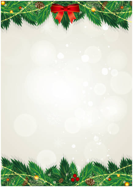 illustrazioni stock, clip art, cartoni animati e icone di tendenza di cornice di natale semplice decorazione di dicembre - christmas backgrounds gift bow