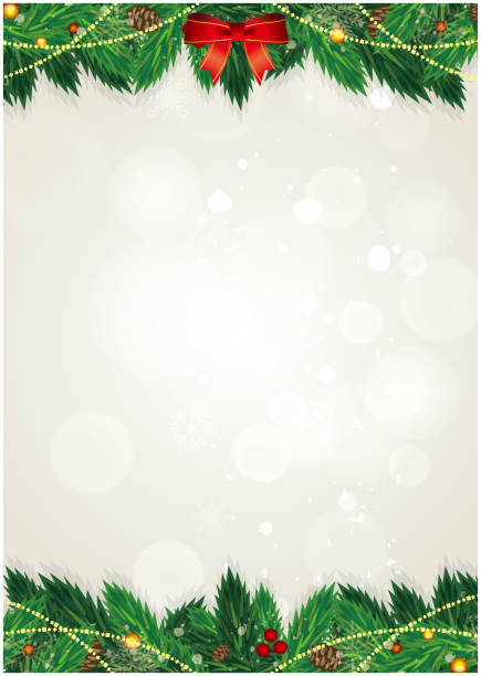 ilustrações de stock, clip art, desenhos animados e ícones de christmas frame simple december decoration - christmas present bow christmas snowflake