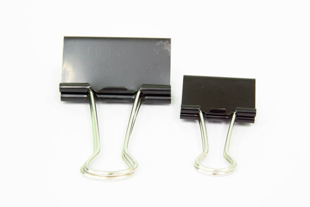 istock Black paper clip on white backgroud 1438587793
