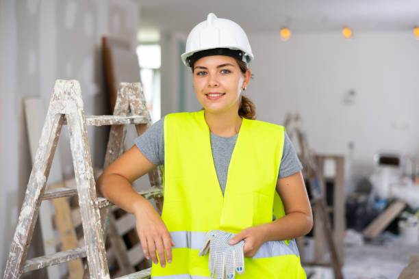 istock Portrait of young woman builder 1438588584