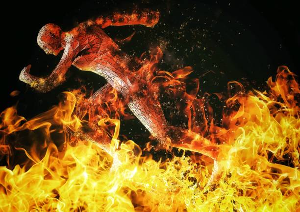 istock 3d illustration of person running in fire 1438591211