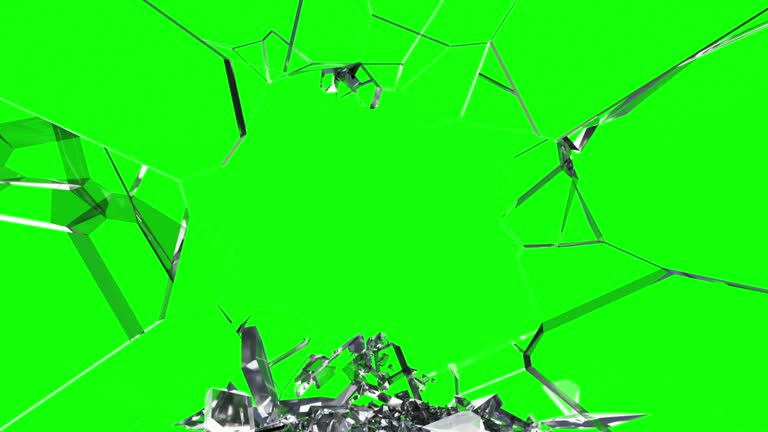 Glass shatter with debris .3d rendering isolated design