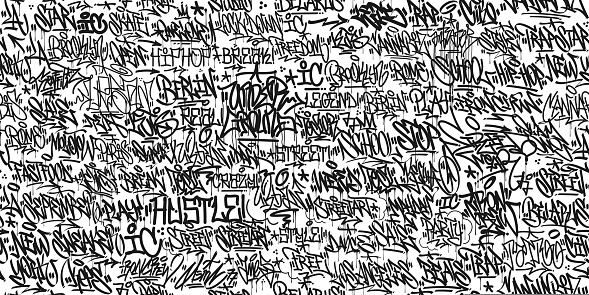 Seamless Trendy Abstract Hip Hop Street Art Graffiti Style Urban Calligraphy Vector Illustration