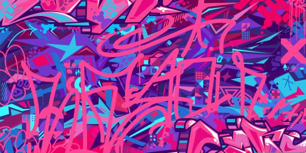 Abstract Urban Street Art Graffiti Style Vector Illustration Background Template Abstract Urban Street Art Graffiti Style Vector Illustration Background street art illustrations stock illustrations