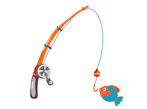 Fish Cartoon 1 Stock Illustration - Download Image Now - Fishing Rod,  Fishing, Fishing Hook - iStock