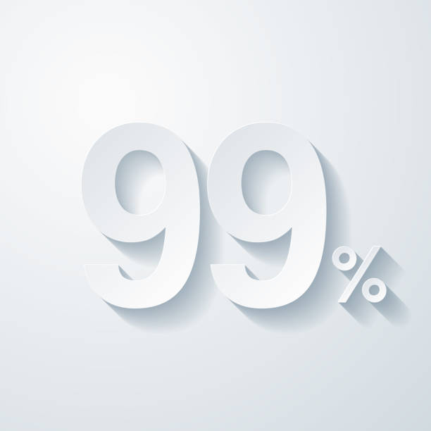 istock 99% - Ninety-nine percent. Icon with paper cut effect on blank background 1438599336