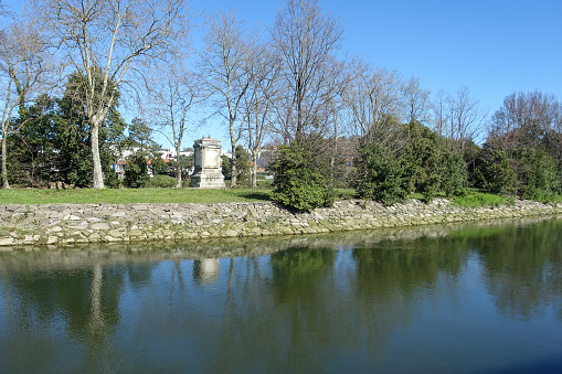 Monument commemorating the conference of 1659 on the island of Pheasants by the two bordering countries France and Spain.