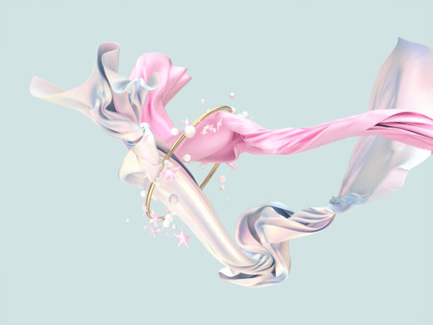istock Smooth elegant flying fabric cloth with Winter Christmas ornament background. 1438603808