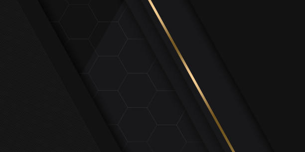istock Gold black abstract background with golden lines 1438605160