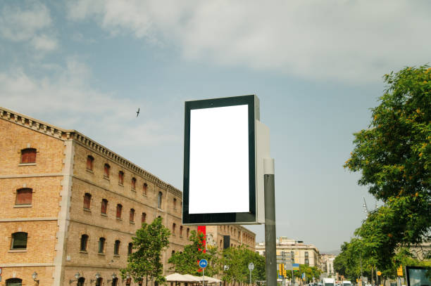 Blank advertisement panel in a city stock photo