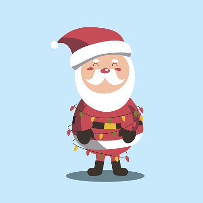 Vector Illustration Of Cute Santa Claus Mascot Or Character Isolated On  Blue Background Flat Style Eps Stock Illustration - Download Image Now -  iStock