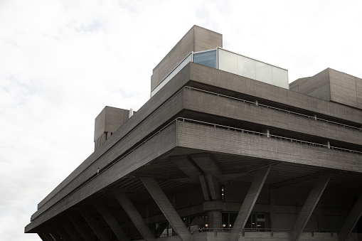 September 21, 2022: National Theatre on the south bank. Designed by Denys Lasdun and completed in 1976, the National Theatre is one of London's best-known Brutalist buildings.
