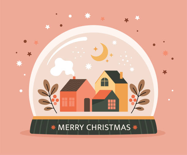 ilustrações de stock, clip art, desenhos animados e ícones de merry christmas greeting card. - christmas house