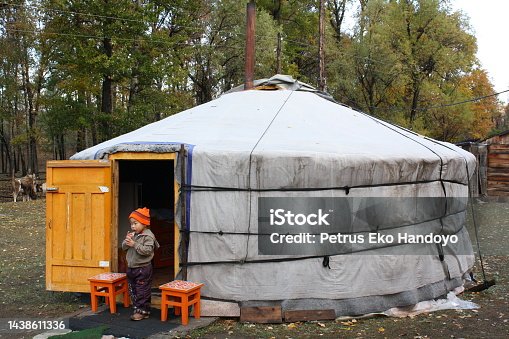 istock A boy enjoys his surroundings in the nomadic tent (ger), Terelj valley in Tuv province, Mongolia. 1438611336
