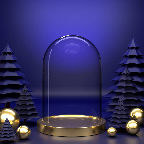 istock 3D rendering christmas ball and christmas tree on blue background 1438611898