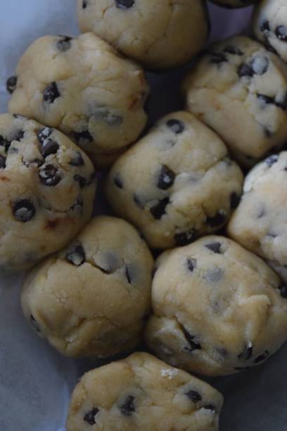istock Vertical shot of chocolate chip cookie doughs 1438614056