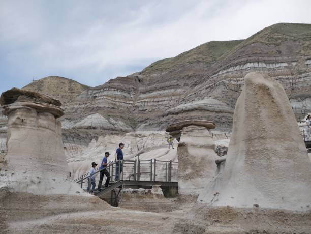 Drumheller, Canada – February 04, 2016: The Hoodoos, also known as the Badlands in Lethbridge, Alberta, Canada.