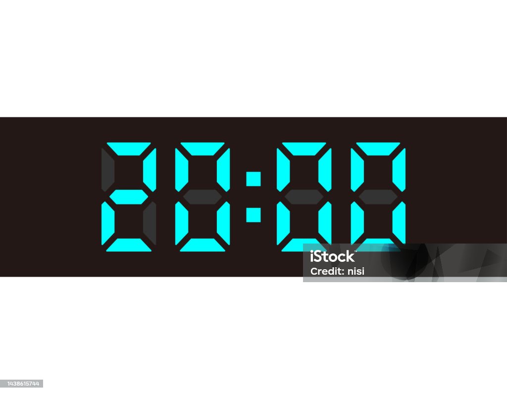 Twenty To Digital Numerals Vector Illustration Of A Clock Face 20 Oclock Stock ...