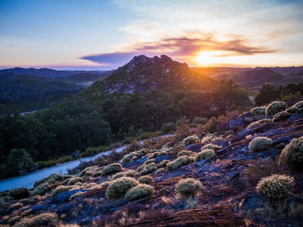 Beautiful scenery of the breathtaking sunset at Montesinho Natural Park in Portugal A beautiful scenery of the breathtaking sunset at Montesinho Natural Park in Portugal nature park stock pictures, royalty-free photos & images