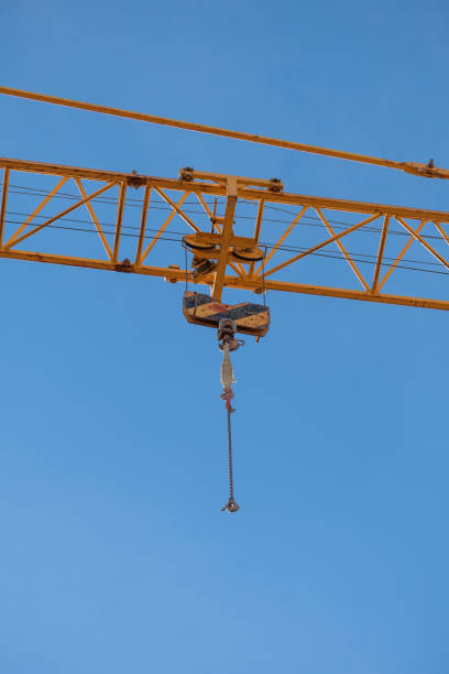 istock Closeup truck crane with sky background. 1438620136