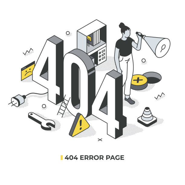 404 Error Page Isometric Scene - ilustração de arte vetorial