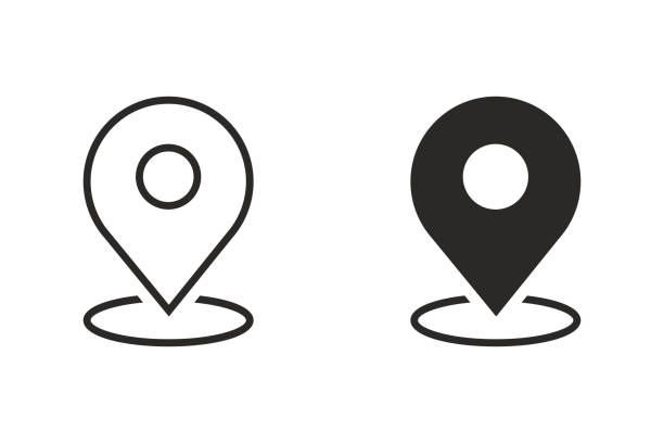 illustrazioni stock, clip art, cartoni animati e icone di tendenza di icona aggiungi posizione - cartography map symbol straight pin