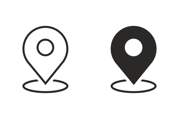 ilustrações de stock, clip art, desenhos animados e ícones de pin location icon - tachinha