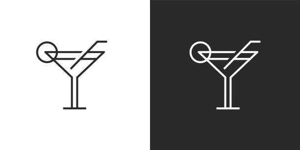마티니잔 아이콘크기 - drink alcohol contemporary symbol stock illustrations