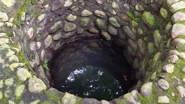 The holy well in turtle tourism or Cikuya Belawa Cirebon, West Java, Indonesia. Old well