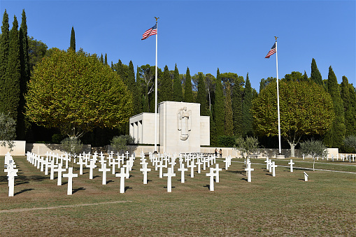 Draguignan-10 28 2022:The Rhone American Cemetery and Memorial is a Second World War American military war grave cemetery, located within the city of Draguignan, in Southern France.