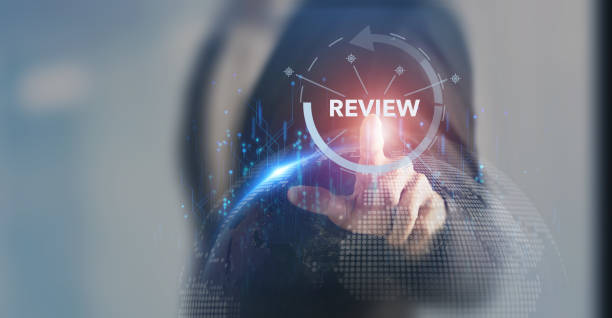 Annual review, business and customer review. Review evaluation time for review inspection assessment auditing. Review for learning, improvement, planning and development. End of year business concept. stock photo
