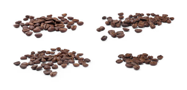 istock Set with roasted coffee beans on white background. Banner design 1438636498