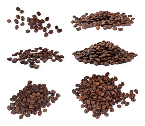 istock Set with roasted coffee beans on white background 1438637148