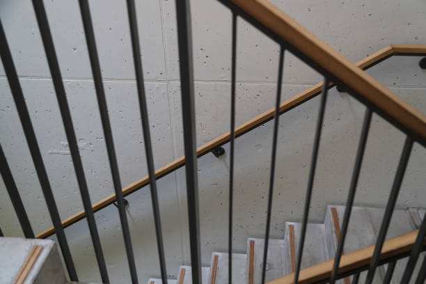 istock Close up on handrail of staircase 1438639601