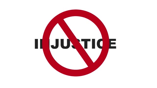 INJUSTICE prohibition caution sign animation (Ban icon).