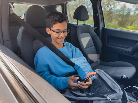 Student, Smartphone, inside the car, Boy, Car
