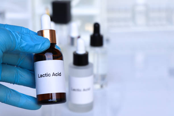 lactic acid in a bottle, chemical ingredient in beauty product lactic acid in a bottle, chemical ingredient in beauty product, skin care products lactic acid stock pictures, royalty-free photos & images