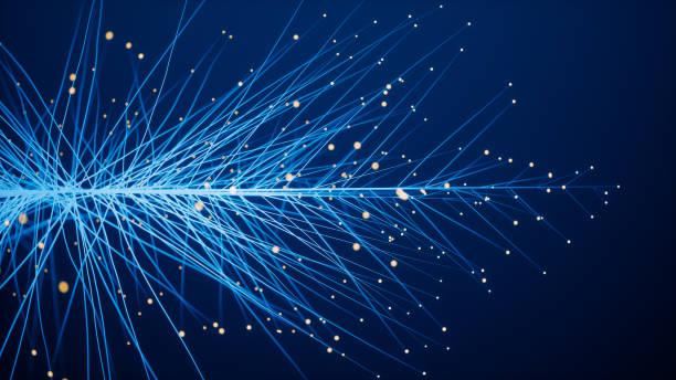 antecedentes de las redes neuronales abstractas - fiber optic computer network communication blue fotografías e imágenes de stock