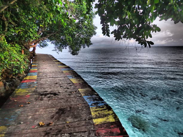 istock colored wooden footpath upon the sea 1438657540