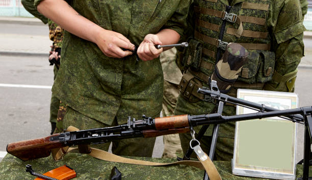 istock The soldiers are considering Russian made weapons. 1438661341