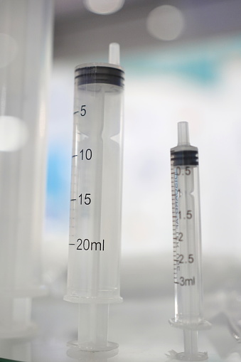 Close-up Medical syringes